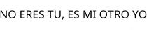 NO ERES TU; ES MI OTRO YO
