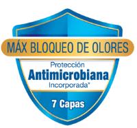 MÁX BLOQUEO DE OLORES PROTECCIÓN ANTIMICROBIANA INCORPORADA* 7 CAPAS