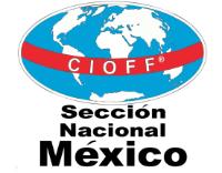 DISEÑO DE UN MAPA MUNDIAL DIVIDIDO POR UNA FRANJA QUE DICE CIOFF CON LA FRASE SECCIÓN NACIONAL MÉXICO