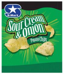 S MART SOUR CREAM & ONION POTATO CHIPS