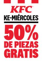 KFC KE-MIÉRCOLES 50% DE PIEZAS GRATIS