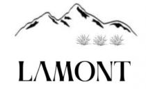 LAMONT SIN LA LINEA HORIZONTAL QUE COMUNMENTE SE UTILIZA EN LA LETRA A MAYUSCULA. DEBAJO DE LA SILUETA QUE HACEN ALUSION A UNAS MONTAÑAS CON TRES AGAVES.