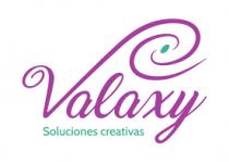 LETRA EN FORMA CURSIVA CON EL NOMBRE DE LA MARCA VALAXY; LA LETRA 