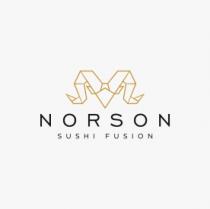 NORSON SUSHI FUSION ; TIENE COMO SIGNIFICADO NORTE-SONORA SUSHI FUSION POR LA COMBINACION DE LA COMIDA SONORENSE Y JAPONESA. EL LOGOTIPO REPRESENTA UN BORREGO CIMARRON HECHO DE ORIGAMI MANTENIENDO EN JUEGO LA FUSION SONORENSE-JAPONESA