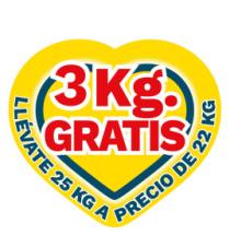 3 KG. GRATIS LLÉVATE 25 KG A PRECIO DE 22 KG