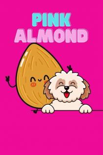 PINK EN COLOR AZUL; ALMOND EN COLOR ROSA; ALMENDRA DE CARICATURA EN COLOR CAFE CLARO Y PERRO DE CARICATURA BEIGE CON CAFE; FONDO COLOR ROSA
