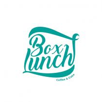 TIENE LAS LETRAS BOX LUNCH CON DOS RAYAS Y COFFE Y CAKE