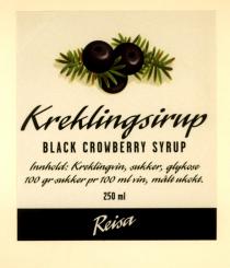 Kreklingsirup BLACK CROWBERRY SYRUP Reisa