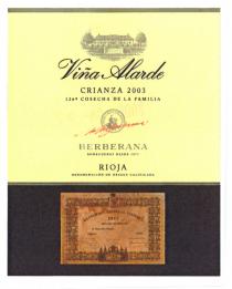 Viña Alarde CRIANZA 2003 126 COSECHA DE LA FAMILIA BERBERANA RIOJA