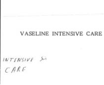 VASELINE INTENSIVE CARE
