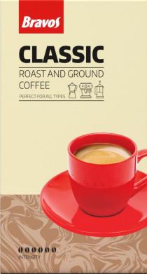 BRAVOS CLASSIC ROAST AND GROUND COFFE PERFECT FOR ALL TYPES INTENSITY