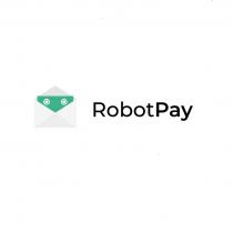 RobotPay написано буквами латинскими алфавита черного цвета, заглавные буквы – R и P, жирным шрифтом часть словосочетания - Pay.