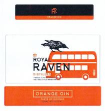 ROYAL RAVEN DISTILLED PREMIUM BLEND OF JUNIPER DICTILLATE AND FINEST SPICES AND BOTANICALS ORANGE GIN TASTE OF ORANGE