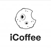 Буква «i» выполнена строчной, буква «С»- заглавной, остальные строчными. Изобразительная часть представлена изображением надкусанной планеты, которая также ассоциируется с надкусанным печеньем. Кратеры внутри планеты выполнены в виде чашек кофе.