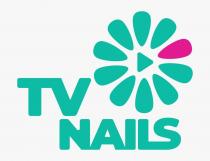 Словесный элемент «TV NAILS» выполнен в латинице письменными буквами, художественно объединенными по границам (морфемы «TV», «NAI», «LS») . Изобразительный элемент в виде десятилистного цветка с центральным элементом представлен в форме треугольника.