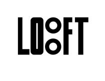 Обозначение в виде латинских заглавных букв LOFT с двумя фигурными элементами в виде кругов в количестве двух штук, расположенных друг на друге, между буквами O и F.