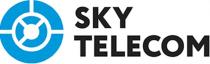 Словесное обозначение SKY TELECOM выполнено стандартным шрифтом заглавными буквами латинского алфавита.