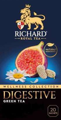 RICHARD ROYAL TEA; NATURAL INGREDIENTS; WELLNESS COLLECTION; DIGESTIVE; GREEN TEA; 20 SACHETS