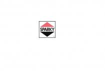 Слово «SPARKY» черным цветом на белом фоне (транслитерация буквами русского алфавита: «спарки»), означающее в переводе с английского языка «блестящий».