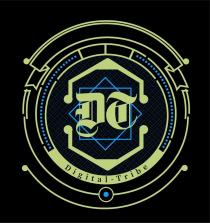 В нижней части на внутренней окружности внешнего круга логотипа расположено название товарного знака «Digital-Tribe» (транслитерация «диджитал-трайб»),