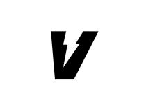 Буква «V», выполненная прописной буквой английского алфавита (транслитерация: [В]), и изображения ломаных линий, выполненных на букве.