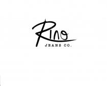 «Rino JEANS.CO», выполненное прописными буквами латинского алфавита.