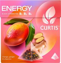CURTIS, ENERGY, BLACK VITAMIN TEA, B1, B3, B5, 15, mango, ginger & vitamins.