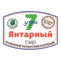 7 утра Янтарный НАТУРАЛЬНОЕ КОПЧЕНИЕ ИЗГОТОВЛЕНО ПО ГОСТ сыр ПЛАВЛЕННЫЙ КОЛБАСНЫЙ КОПЧЕНЫЙ