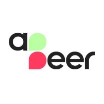 Логотип является словом APPEER, он состоит из двух строк AP- сверху, Peer - внизу. Буквы находятся друг под другом.