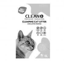 100% NATURAL CAT LITTER CLEAN Protect your pet Guard your family CLUMPING CAT LITTER LONG-LASTING FRESHNESS QUICK & STRONG CLUMPING EASY TO SCOOP ODOR CONTROL NON TOXIC VERY LOW DUST 5L LEMON FRAGRANCE