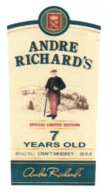 ANDRE RICHARDS SPECIAL LIMITED EDITION 7 YEARS OLD CRAFT WHISKEY