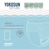 YOKOSUN SOFTCARE ADULT DIAPERS PANTS ПОДГУЗНИКИ-ТРУСИКИ ДЛЯ ВЗРОСЛЫХ ДЕРМАТОЛОНИЧЕСКИ ПРОТЕСТИРОВАНЫ SUPER ABSORB X2 ДВОЙНАЯ ЗАЩИТА ОТ ПРОТЕКАНИЯ ДЫШАЩАЯ ПОВЕРХНОСТЬ ЭЛАСТИЧНЫЙ ТЯНУЩИЙСЯ ПОЯСОК С ИНДИКАТОРОМ НАКОПЛЕНИЯ