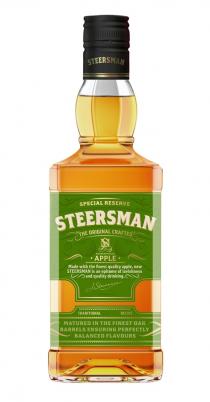 STEERSMAN SM APPLE SPECIAL RESERVE THE ORIGINAL CRAFTED MADE WITH THE FINEST QUALITY APPLE NEW STEERSMAN IS AN EPITOME OF LAVISHNESS AND QUALITY DRINKING J.STEERSMAN TRADITIONAL RECIPE MATURED IN THE FINEST OAK BARRELS ENSURING PERFECTLY BALANCED FLAVOURS