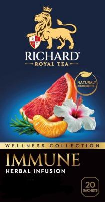 RICHARD ROYAL TEA RT IMMUNE NATURAL INGREDIENTS WELLNESS COLLECTION HERBAL INFUSION