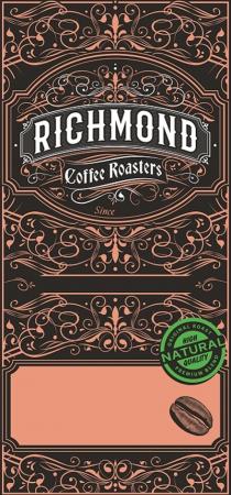 RICHMOND COFFEE ROASTERS NATURAL HIGH QUALITY ORIGINAL ROAST PREMIUM BLEND SINCE 1903