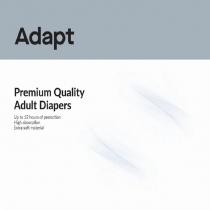 ADAPT PREMIUM QUALITY ADULT DIAPERS UP TO 12 HOURS OF PROTECTION HIGH ABSORPTION EXTRA SOFT MATERIAL
