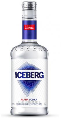 ICEBERG СПИРТ ALPHA ALPHA VODKA УЛЬТРА МЯГКИЙ ВКУС ULTRACOLD FILTRATION