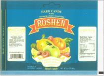 HARD CANDY WITH NATURAL JUICE CONTENTS ROSHEN CHERRY ORANGE GREEN APPLE LEMON FILLED