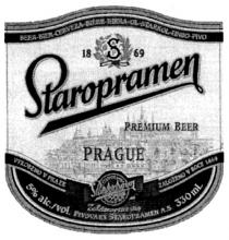 STAROPRAMEN STAROPRAMEN PREMIUM BEER VIROBENO V PRAGUE ZALOZENO V ROCE 1869 PIVOVAY A.S. SPA