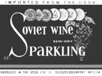 SOVIET WINE SPARKLING SOJUZPLODOIMPORT MOSCOW SEMI DRY IMPORTED FROM THE USSR ТНЕ