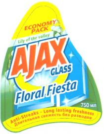 AJAX AJAX GLASS FLORAL FIESTA ECONOMY PACK LILY OF THE VALLEY ANTI-STREAKS - LONG LASTING FRESHNESS ДЛИТЕЛЬНАЯ СВЕЖЕСТЬ БЕЗ РАЗВОДОВРАЗВОДОВ