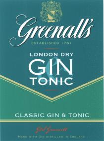 GREENALLS GREENALL GS CLASSIC LONDON DRY GIN TONICG&J GREENALL'S TONIC
