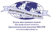 KURSYDIPACADEMY ИНОСТРАННЫЕ ЯЗЫКИ ДЛЯ ВАС WWW.KURSYDIPACADEMY.RU КУРСЫ ИНОСТРАННЫХ ЯЗЫКОВ ПРИ ПРОФСОЮЗНОМ КОМИТЕТЕ ДИПЛОМАТИЧЕСКОЙ АКАДЕМИИ МИД РФРФ