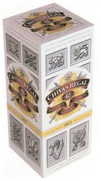 CHIVASREGAL CHIVAS CHIVAS REGAL AGED 12 YEARS BLENDED SCOTCH WHISKY ESTABLISHED 1801 BROS TREIBHIREAS BUNAITEACHD KEITH SCOTLAND PRINCE OF WHISKIES FIDELITY STABILITY ENJOY RESPONSIBLYRESPONSIBLY