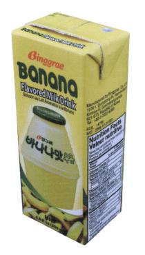 BINGGRAE BINGGRAE BANANA UHT FLAVORED MILK DRINK BOISSON AU LAIT AROMATISE A LA BANANEBANANE