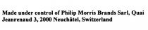 PHILIP MORRIS PHILIPMORRIS MADE UNDER CONTROL OF PHILIP MORRIS BRANDS SARL QUAI JEANRENAUD 3 2000 NEUCHATEL SWITZERLANDSWITZERLAND