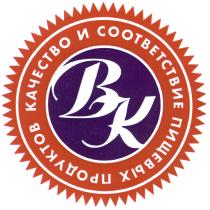 BK ВК КАЧЕСТВО И СООТВЕТСТВИЕ ПИЩЕВЫХ ПРОДУКТОВПРОДУКТОВ