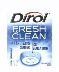 DIROL DIROL FRESH & CLEAN GRANULATED CENTER ICE SENSATION FRESH PEPPERMINT SUGARFREE GUMGUM