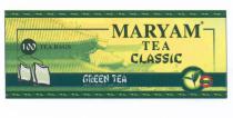 MARYAM MARYAM TEA CLASSIC GREEN TEA BEST QUALITY GREEN TEA EACH 2 GRAMS NET WITH TAG 100 TEA BAGSBAGS