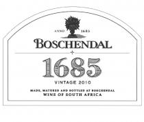 BOSCHENDAL BOSCHENDAL 1685 VINTAGE 2010 MADE MATURED AND BOTTLED AT BOSCHENDAL WINE OF SOUTH AFRICA ANNO 1685